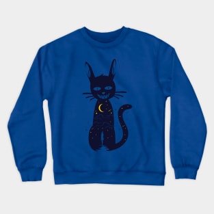 black cat and girl silhouette Crewneck Sweatshirt